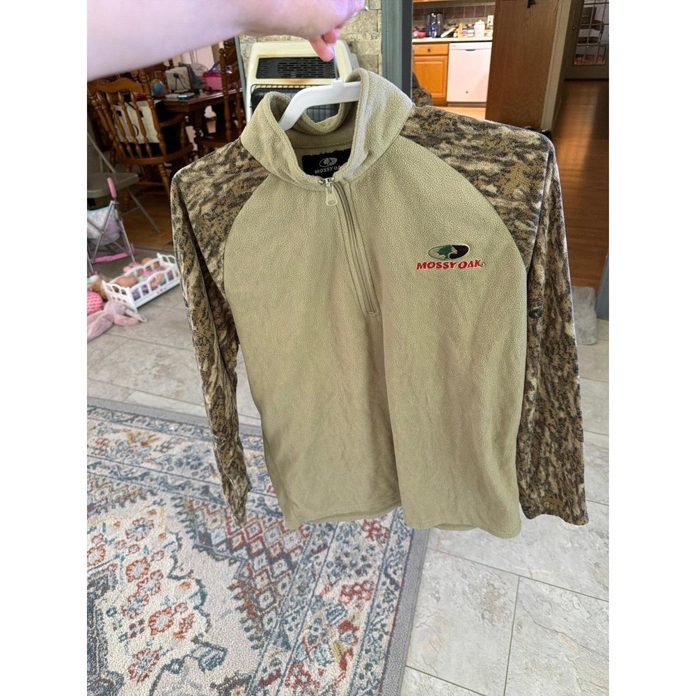 Mossy Oak Camo Long Sleeve Pullover Fleece Shirt men's medium